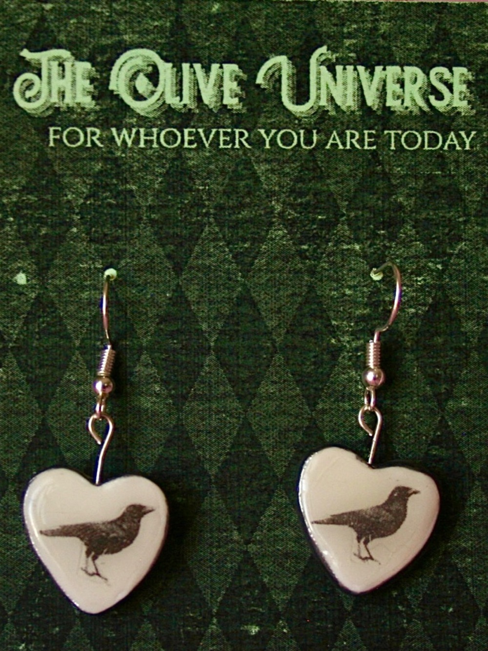 Black Crow Heart Earrings | Gothic Witchy Raven Charm Earrings | Olive Made